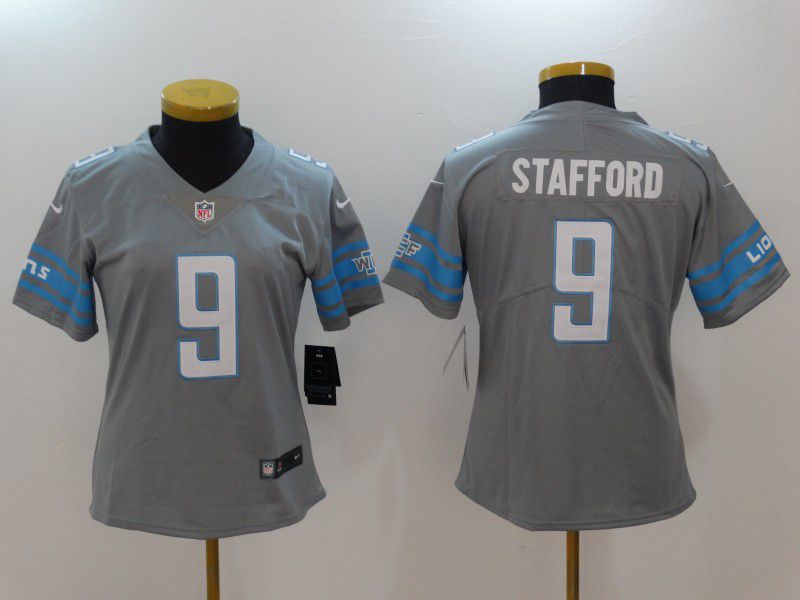 Women Detroit Lions #9 Stafford Grey Nike Vapor Untouchable Limited NFL Jerseys